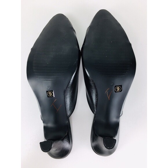 Vintage 90s PASSION Black Leather Scalloped Heels Mules Size 7/7.5 NEW - Picture 11 of 11